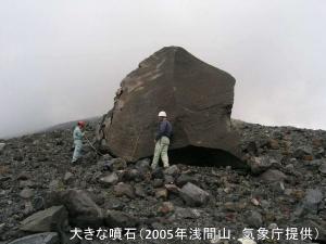 浅間山　噴石写真