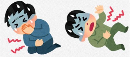 アニサキスの主症状をイラストにしたものです。