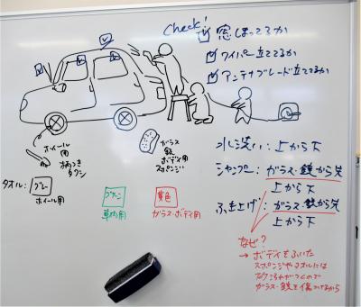 就労コースの洗車活動です