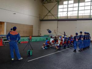 ロープ渡過体験展示中