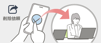 誹謗中傷投稿の削除依頼を行うイラスト