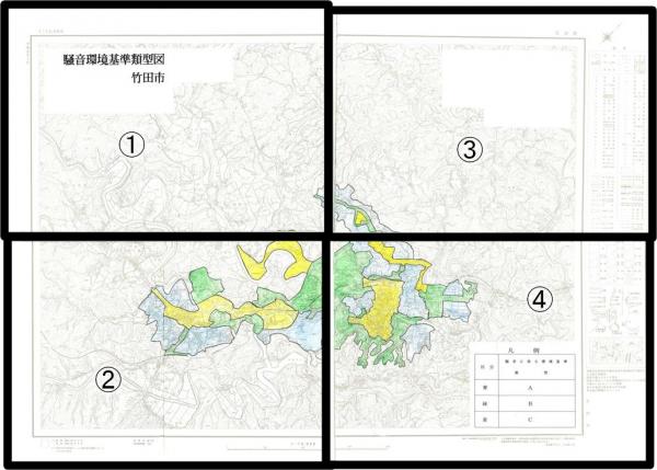 竹田市全体の騒音環境基準の指定図です