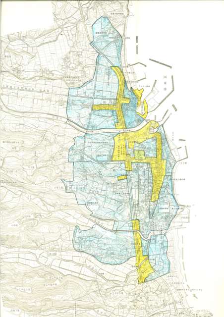 旧国東町の騒音規制地域図です。